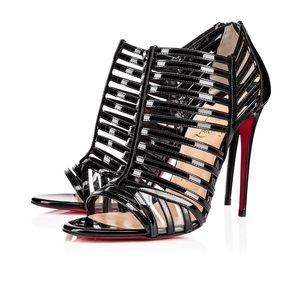 Christian Louboutin city jolly 100mm patent stiletto sandal black pvc sz 38.5